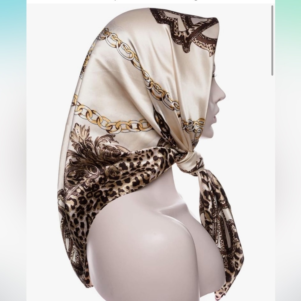 Leopard Print Silk Scarf (Head Wrap)